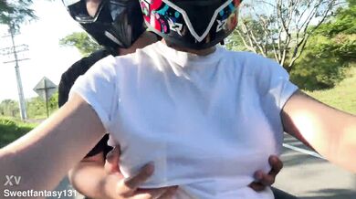 My favorite DiDi customer notices I'm not wearing a bra and puts his hands in my panties