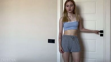 Step Sister Catches Me Jerking Off and Offers to Help Me Cum