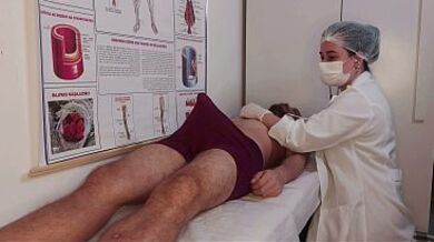 Patient gets an erection upon feeling the nurse's touch.
