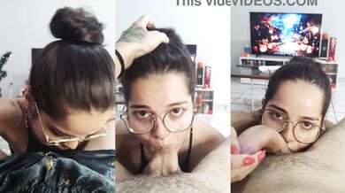 Debora Prado sucks my soul with her deep and slobbery blowjob as if my day ended at that moment